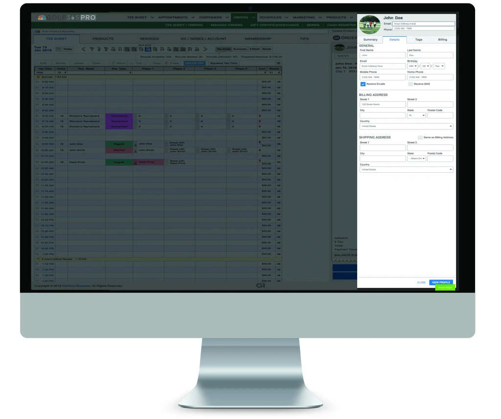 G1, Golf Course Management Software - Customer Database